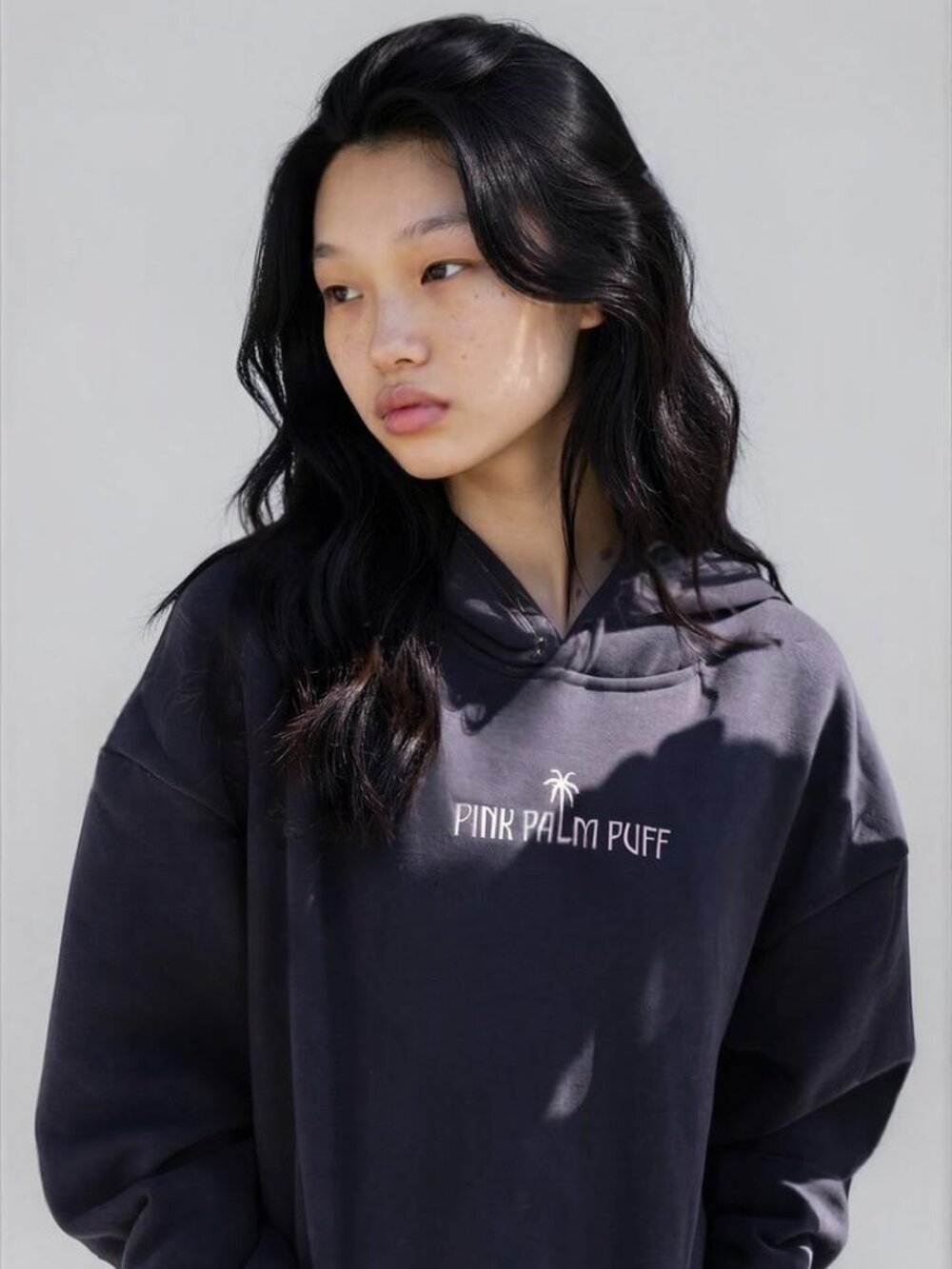 Pink Palm Puff Classic Puff Hoodie Navy with Dust Bag